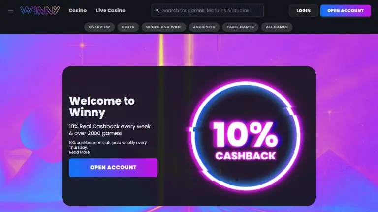 Winny Casino Screenshot 1