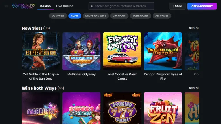 Winny Casino Screenshot 2