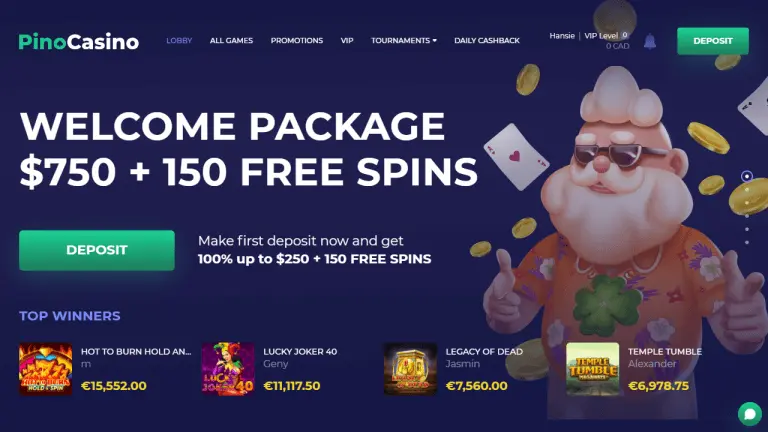 Pino Casino Screenshot 1