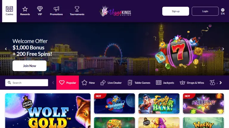 VegasKings Casino Screenshot 1